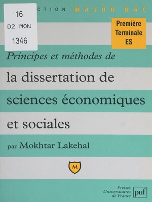 cover image of Principes et méthodes de la dissertation de sciences économiques et sociales